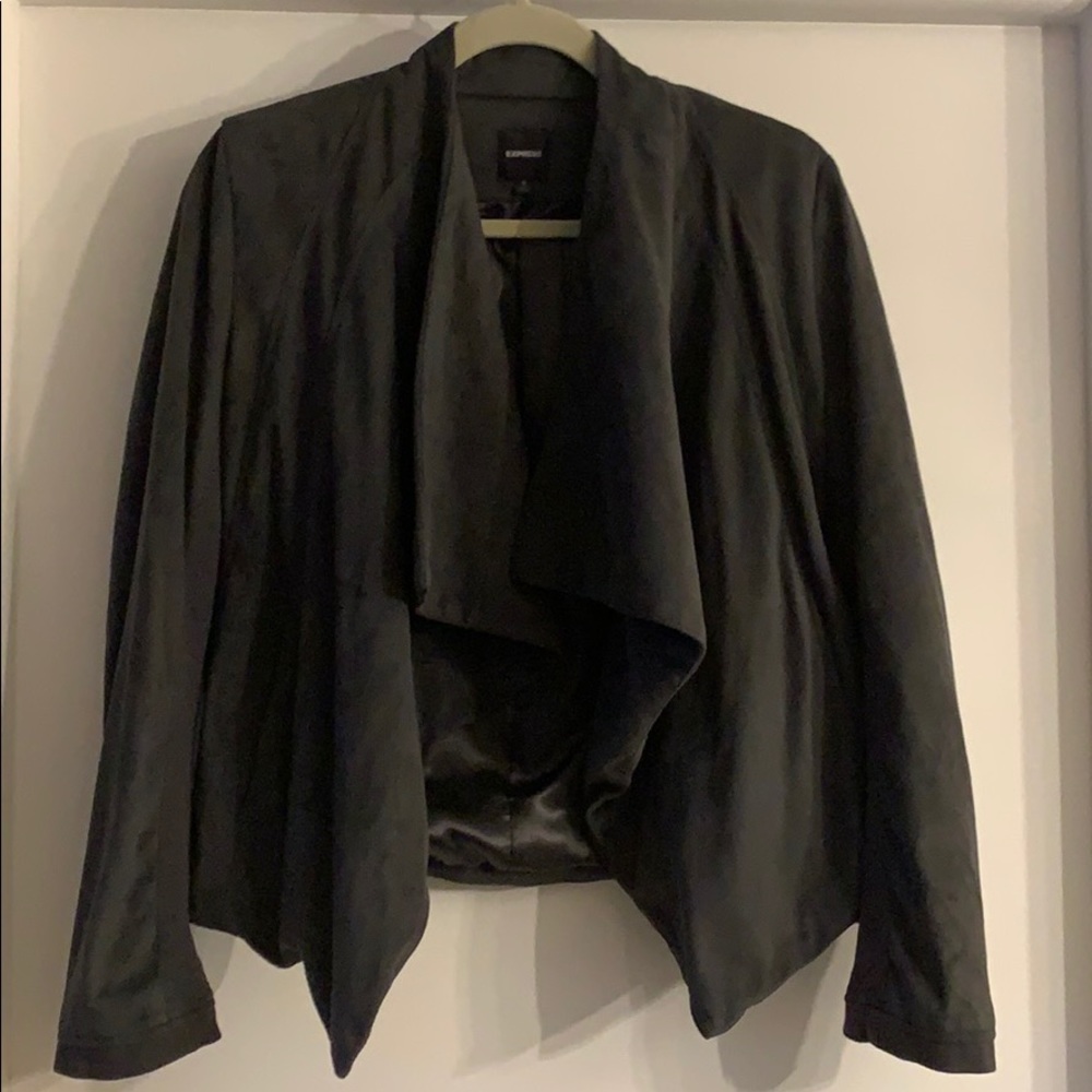 Faux suede cardigan jacket